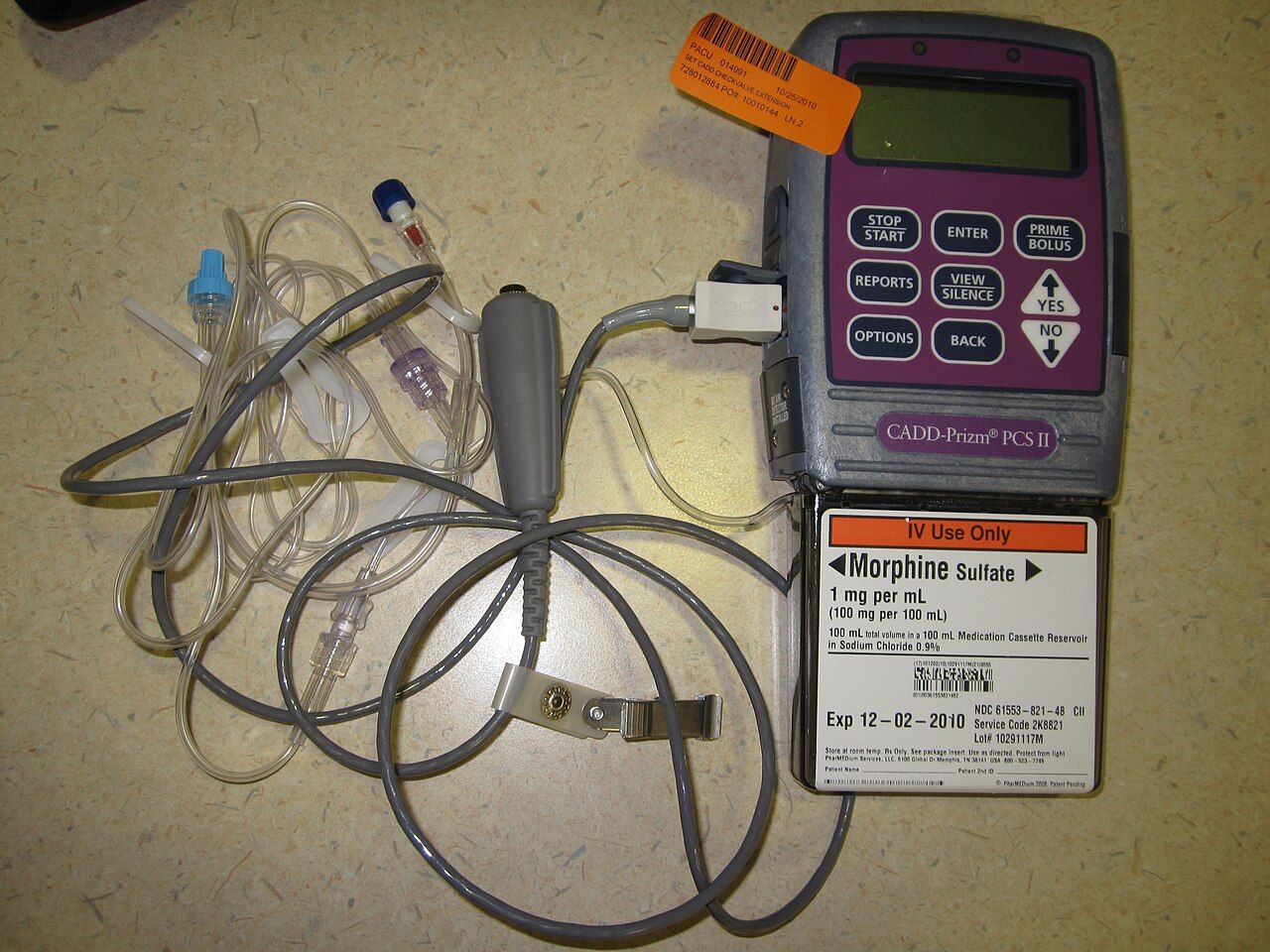 Patient-controlled analgesia delivers small on-demand doses within programmed lockout and hourly limits &mdash; and only the patient may press the button.